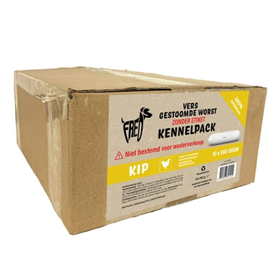 Freds Gestoomd Vers Vlees Worst Kennelpack Kip Tarwe En Glutenvrij 10X900 GR