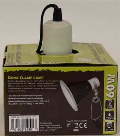 Komodo Black Dome Clamp Lamp Fixture 14 CM