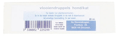 Dierendrogist Vlooiendruppel Natuurlijke Olie Basis 20 ML - 0031 Shop