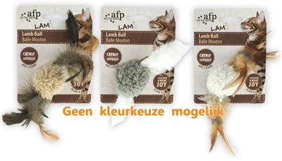 Afp Lamb Ball Lamswol Met Veren Vogel Geluid En Catnip Assorti 5X5X3 CM - 0031 Shop