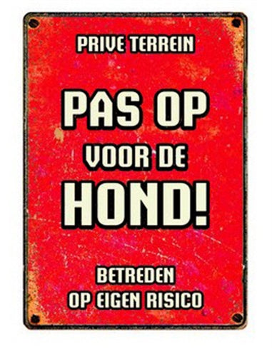 Plenty Gifts Waakbord Blik Pas Op Voor De Hond 15X21 CM - 0031 Shop