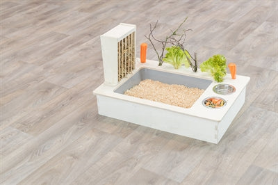 Trixie Voederstation Met Voerbak / Waterbak / Hooiruif Hout Naturel 70X47X41 CM - 0031 Shop