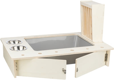 Trixie Voederstation Met Voerbak / Waterbak / Hooiruif Hout Naturel 70X47X41 CM - 0031 Shop