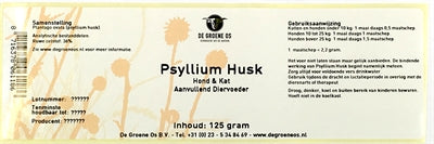 De Groene Os Psyllium Husk Hond / Kat 125 GR