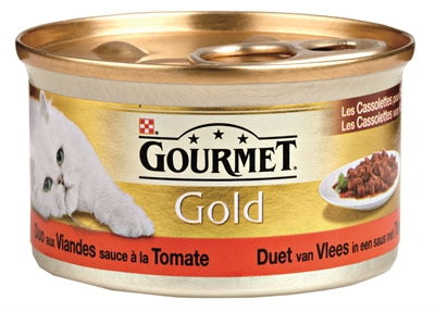 Gourmet Gold Cassolettes Duet Van Vlees In Saus Met Tomaten 85 GR (24 stuks) - 0031 Shop
