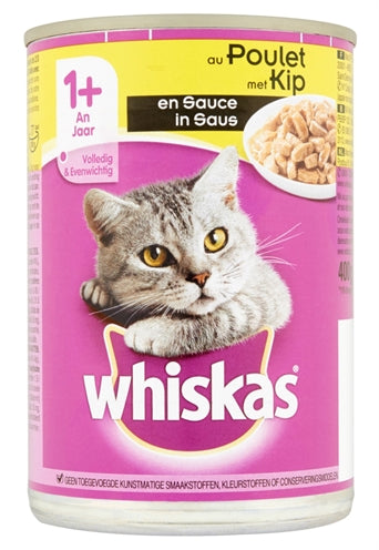 Whiskas Blik Adult Brokjes In Saus Kip 400 GR (12 stuks) - 0031 Shop