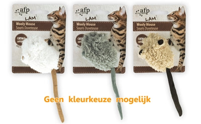 Afp Wooly Mouse Lamswol Met Piep En Catnip Assorti 7X7X3 CM - 0031 Shop