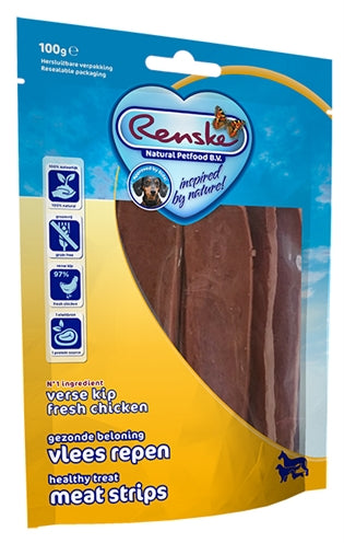 Renske Gezonde Beloning Vlees Strip Kip 100 GR - 0031 Shop