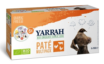 Yarrah Organic Hond Multipack Pate Kalkoen / Kip / Rund 6X150 GR - 0031 Shop