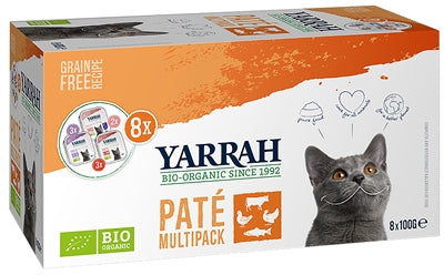 Yarrah Organic Kat Multipack Pate Zalm / Kalkoen / Rund 8X100 GR - 0031 Shop