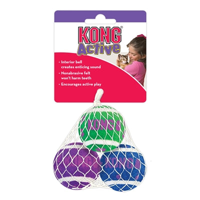 Kong Kat Tennisballen Met Bellen 4X4X4 CM 3 ST - 0031 Shop