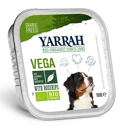 Yarrah Dog Alu Brokjes Vega Met Rozenbottels 12X150 GR - 0031 Shop