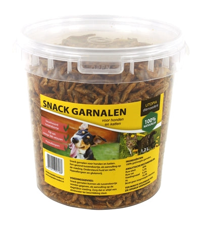 Utopia Gedroogde Snack Garnalen Voor Hond En Kat 1,2 LTR - 0031 Shop