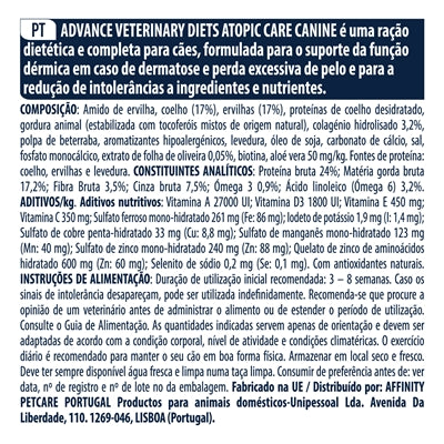 Advance Veterinary Diet Dog Atopic No Grain / Derma - 0031 Shop