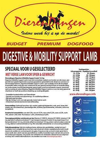 Merkloos Budget Premium Dogfood Digestive & Mobility Support Lamb 12,5 KG - 0031 Shop