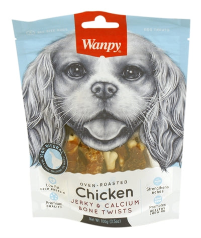 Wanpy Oven-Roasted Chicken Jerky / Calcium Bone Twists 100 GR - 0031 Shop