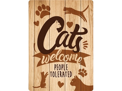 Plenty Gifts Waakbord Blik Cats Welcome People Tolerated 21X15 CM - 0031 Shop