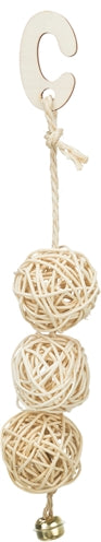 Trixie 3 Rotan Ballen Met Bel Aan Touw Naturel 24 CM - 0031 Shop