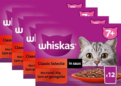 Whiskas Whis Multipack Pouch Senior Vlees Selectie In Saus 4X12X85 GR