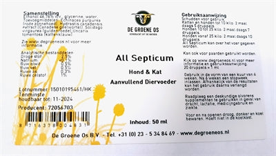 De Groene Os All Septicum Hond / Kat 50 ML